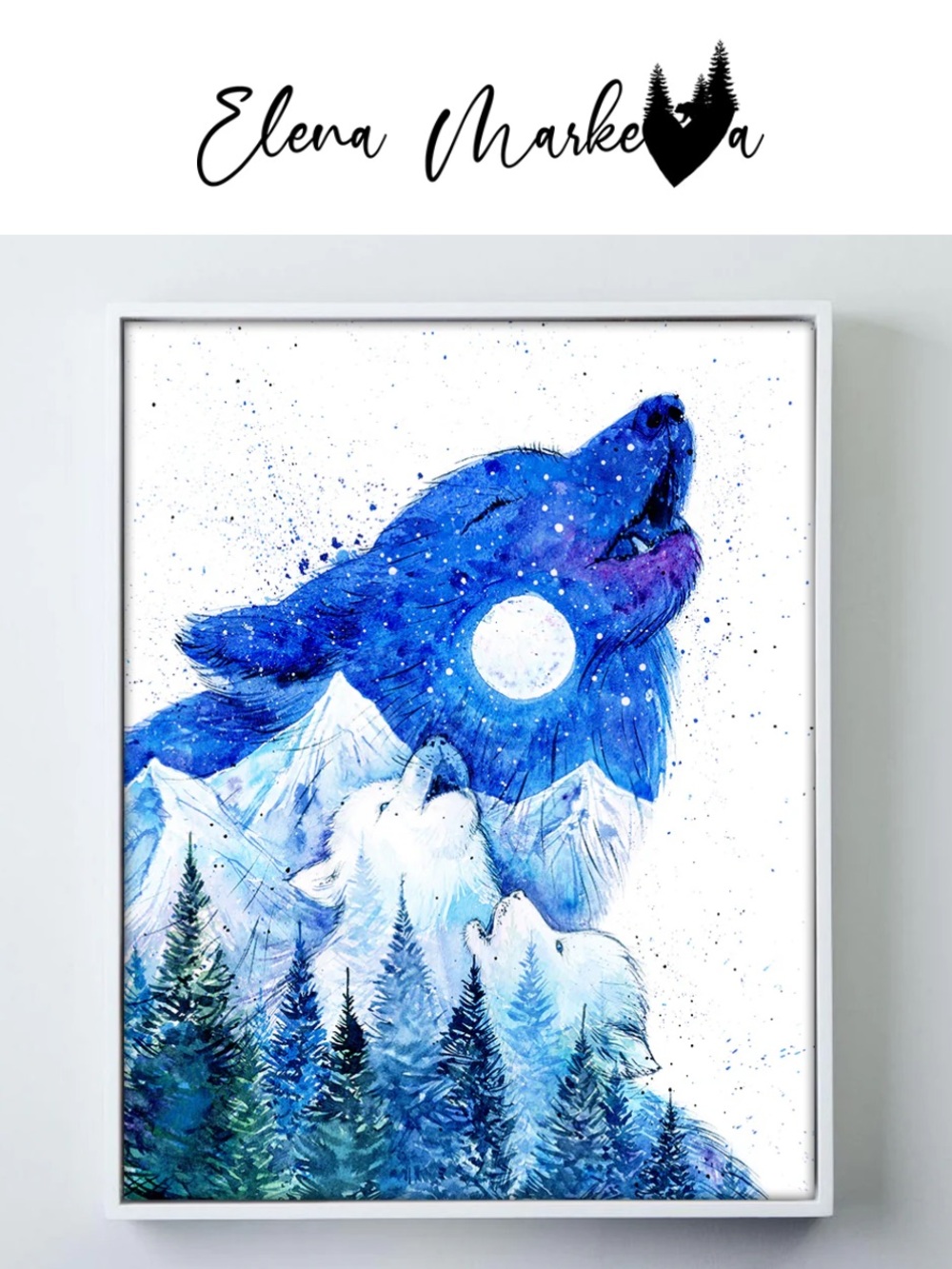 Moon Song Wolves Canadian Artist Prints Watercolour 11 x 14”